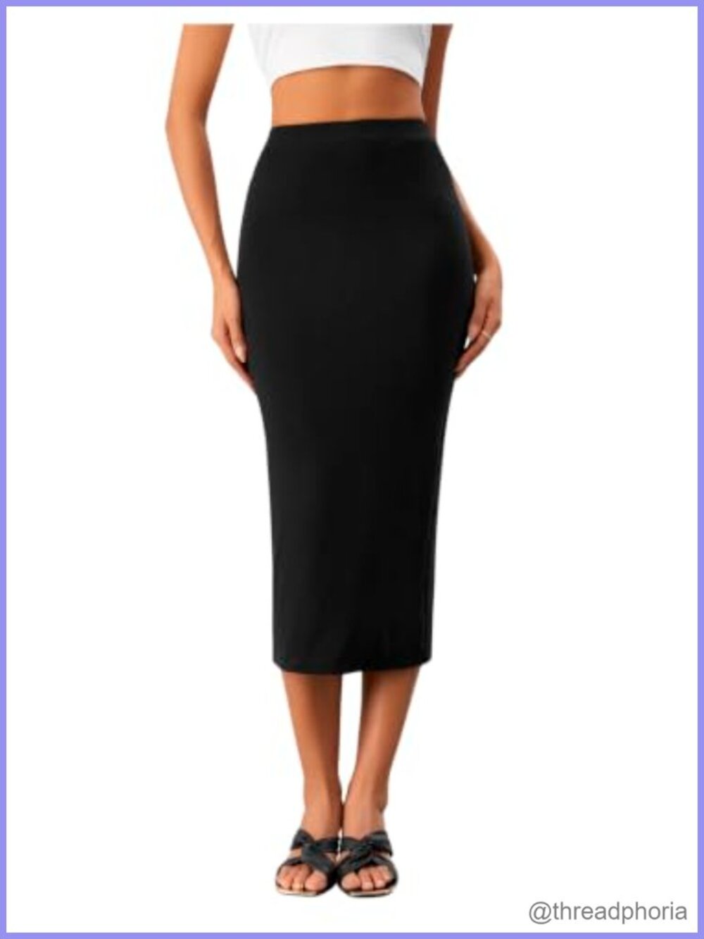 Women's High Waist Midi Pencil Skirt Stretch Slim Fit Office Wear